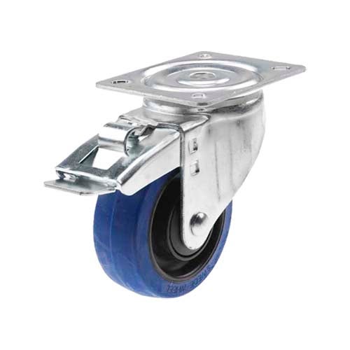 Braked castor 100 mm, total stop brake, elastic ru 1