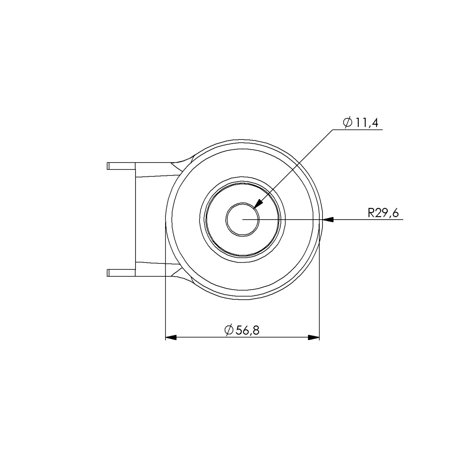sketch Braked castor 100 mm, total stop brake, TPE-tyre