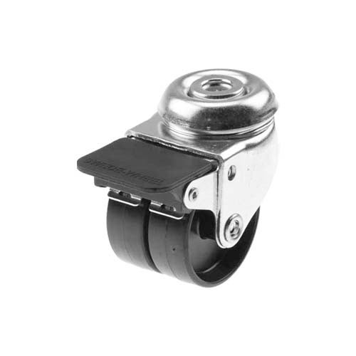 Länkhjul dubbel 50 mm med hjulbroms, PA6-hjul 1