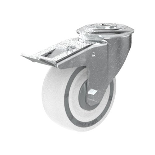 Braked castor 100 mm, total stop brake, PP-wheel