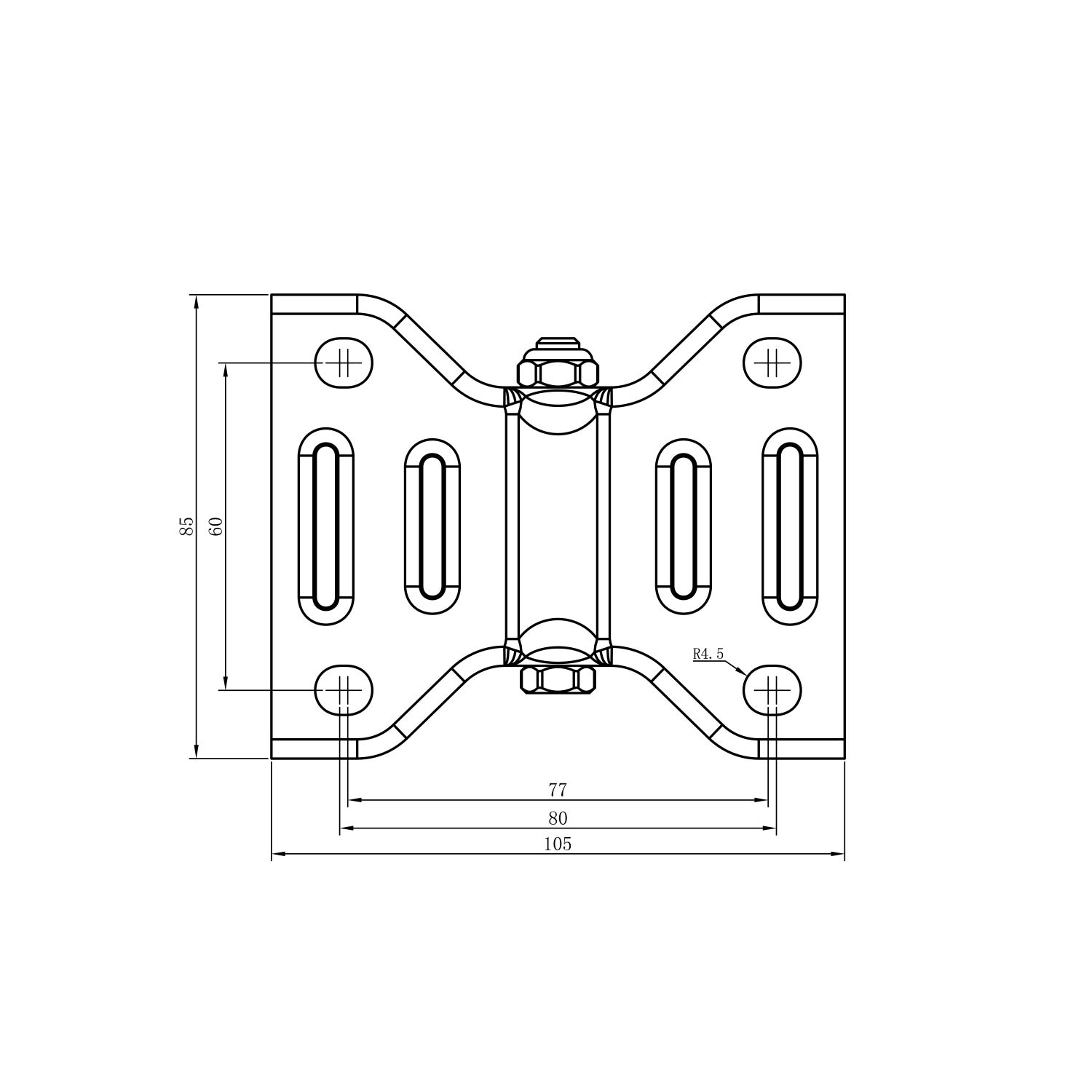 sketch Fixed castor 100 mm, PA6-wheel