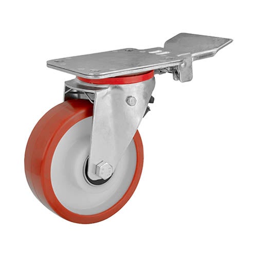 Länkhjul 150 mm, totalbroms, TPU-bana, fast bromsp 1