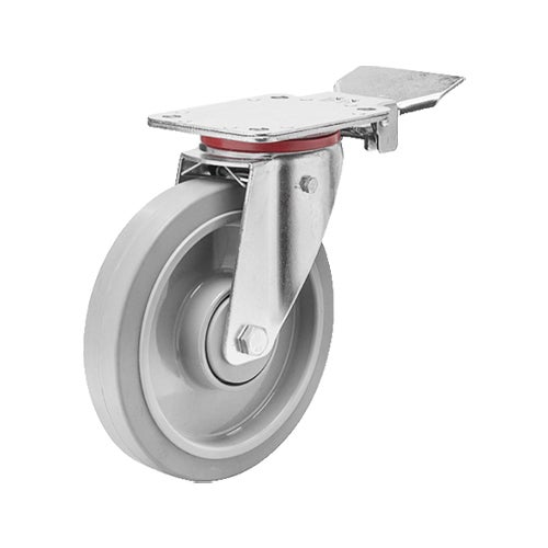 Braked castor 160 mm, total stop brake, elastic ru 1