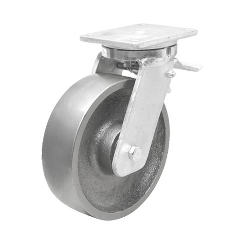 Braked castor 250 mm, total stop brake, steel-whee
