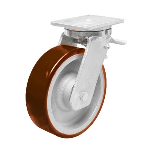 Braked castor 250 mm, total stop brake, PU-tyre