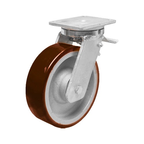 Braked castor 200 mm, total stop brake, PU-tyre