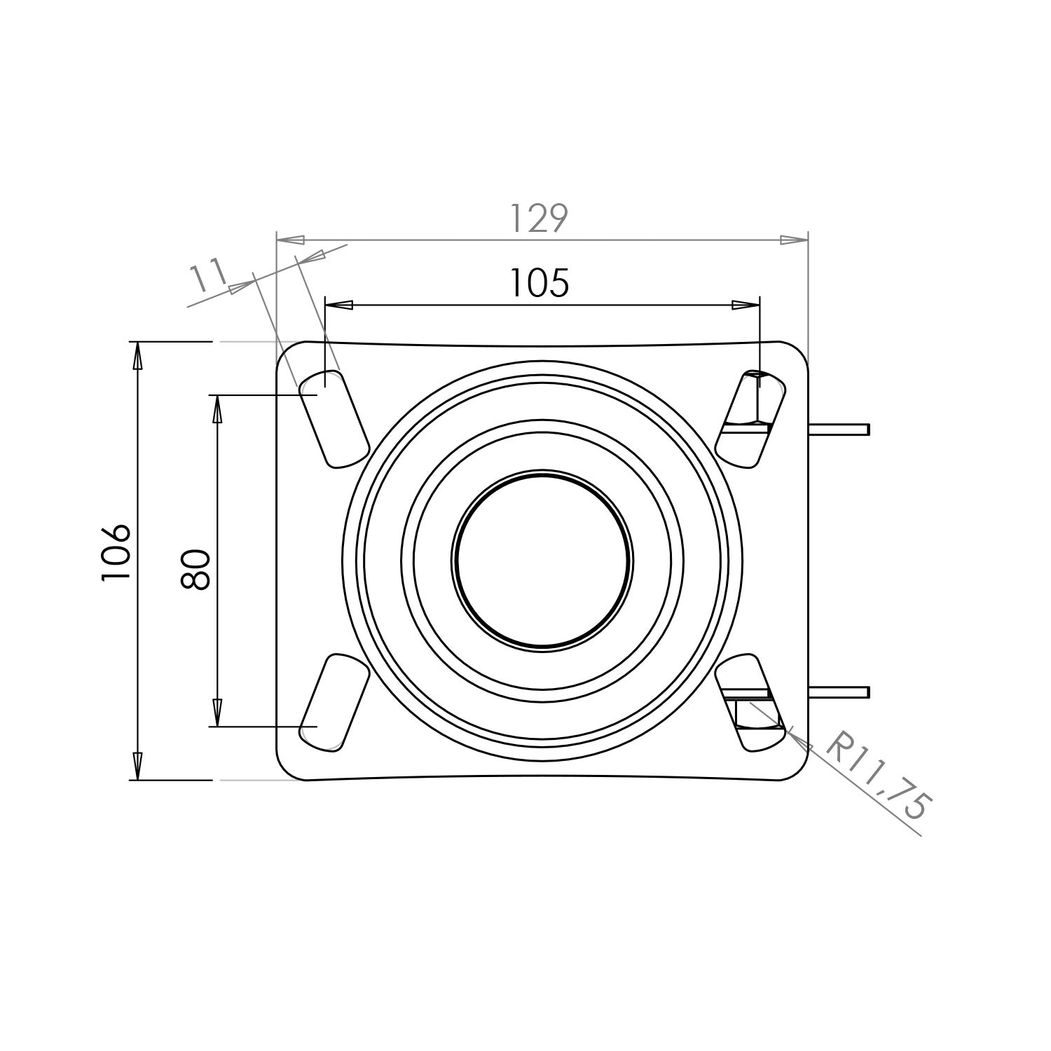 sketch Swivel bracket 200 mm, stainless 