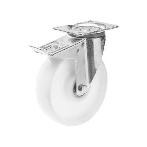 Braked castor 125 mm, total stop brake, PA6-wheel 1
