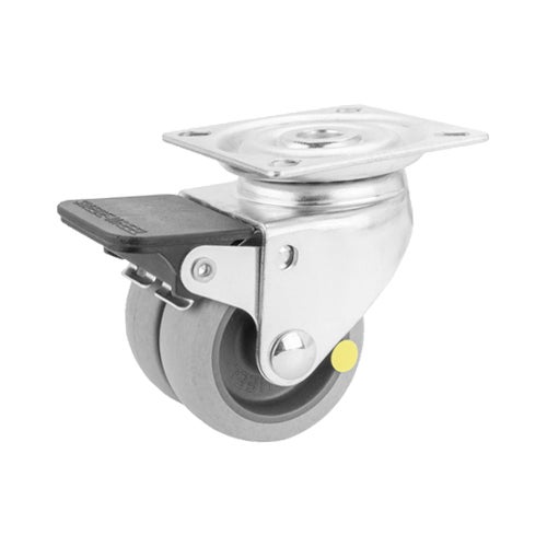 Braked castor twin-wheel 50 mm, TPE-tyre, conducti 1