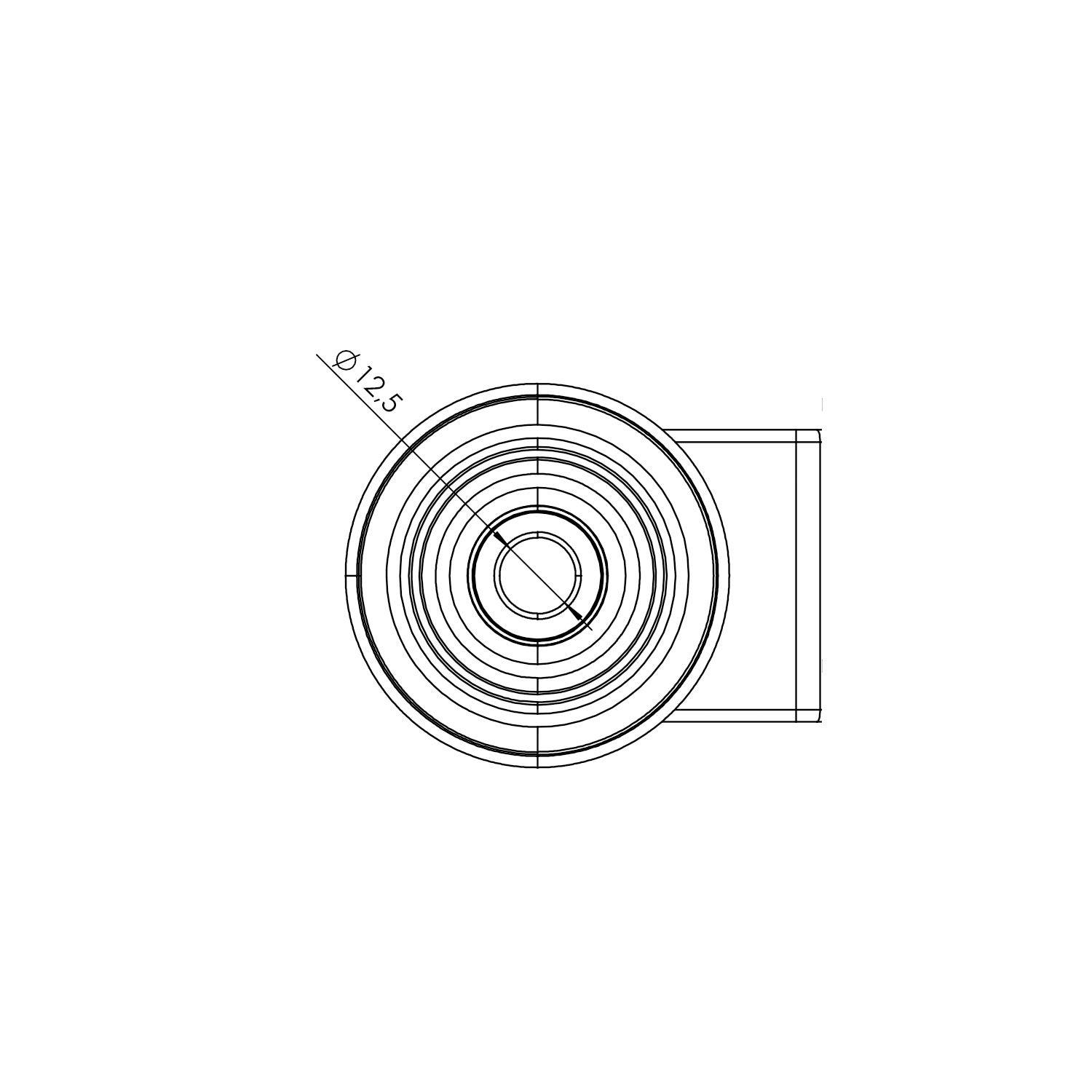 sketch Swivel bracket 125 mm, stainless