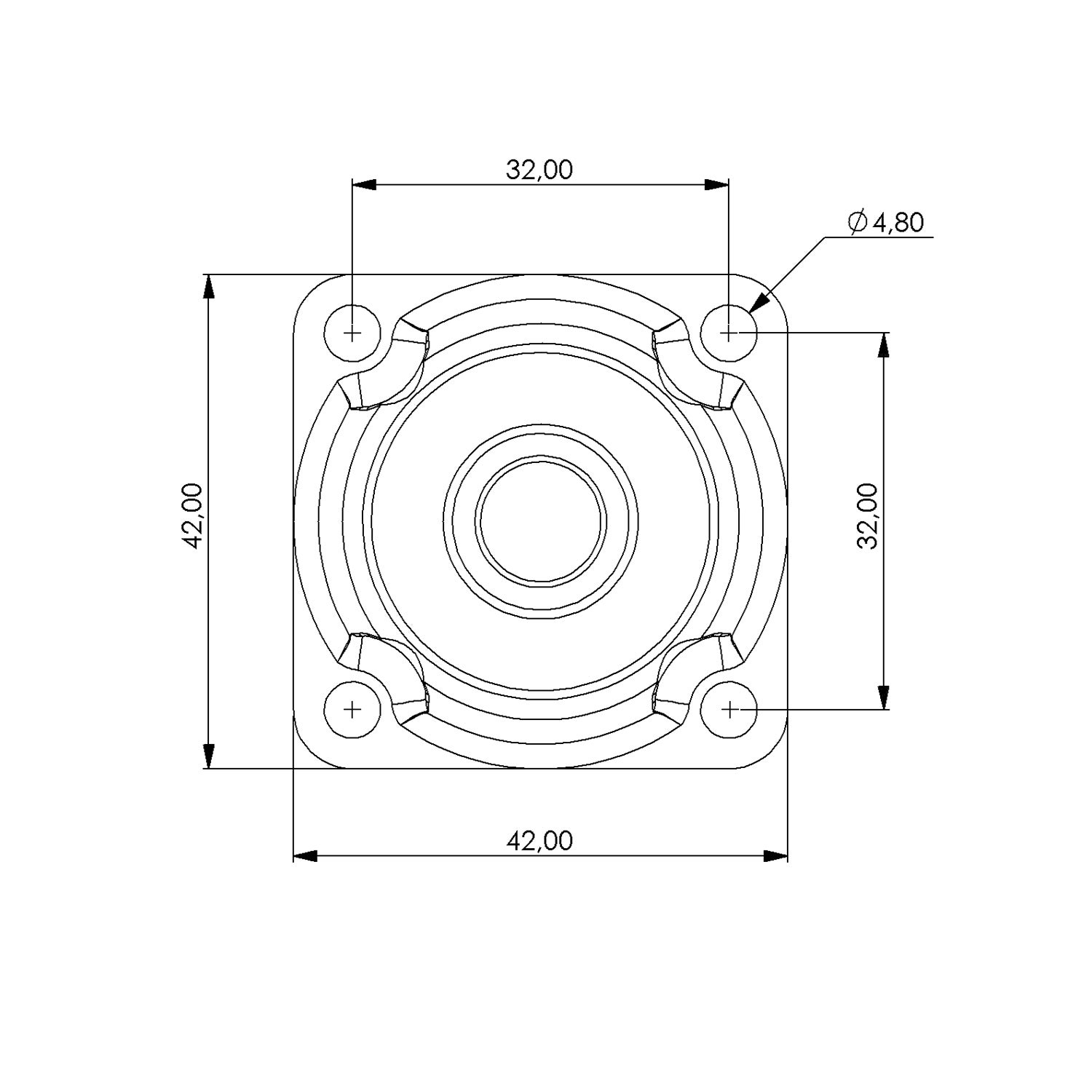sketch Swivel castor 50 mm, transaparent TPU-tyre. Black