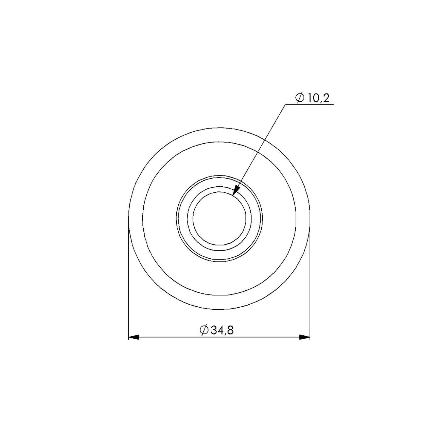 sketch Braked castor 50 mm, wheel brake, TPU-tyre