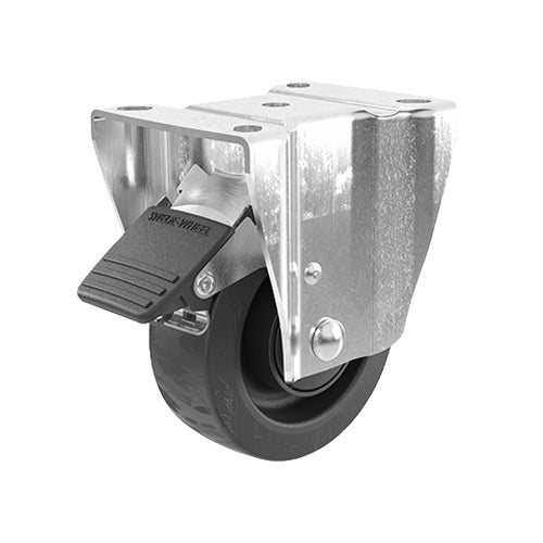 Fixed castor 100 mm, elastic rubber-tyre, wheel br 1