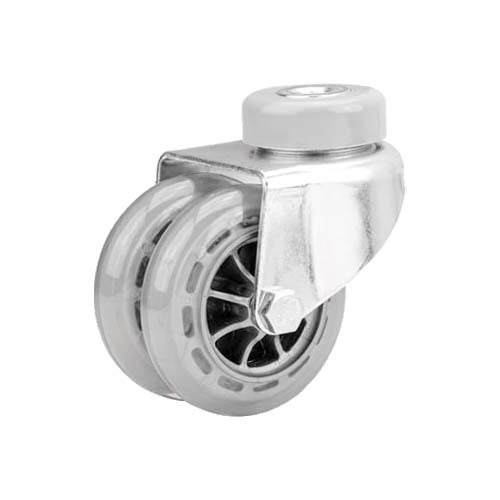 Dupli okretni točak 75 mm, providni inline točak, TPU sloj 1
