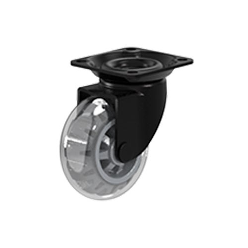 Swivel castor 50 mm, transaparent TPU-tyre. Black 1